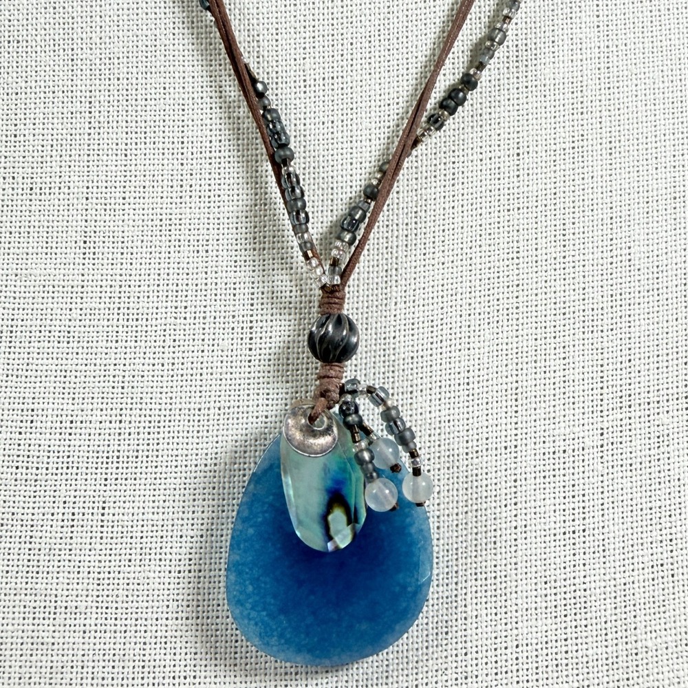 SILPADA Mood Indigo Necklace Blue Quartzite Abalone Retired N2227 Sterling